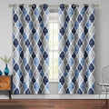 Beauoop 100% Blackout Curtains 72 Inches Long 2 Panels for Bedroom Living Room Blue Grey Moroccan Geo Room Darkening Thermal Insulated Soundproof Grommet Top Window Treatments Drapes, 50x72 Set of 2 by Beauoop
