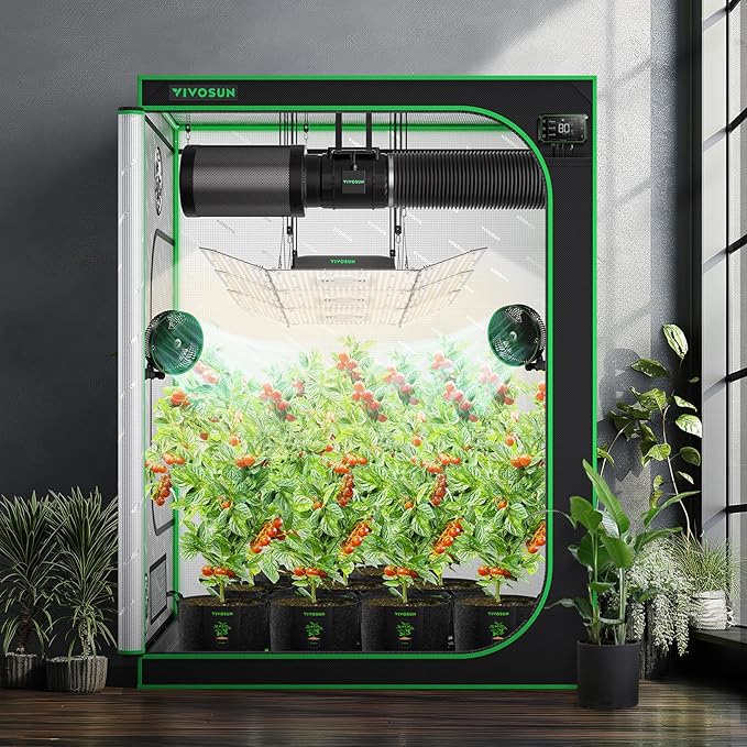 VIVOSUN S558 5x5 Grow Tent, 60"x60"x80" High Reflective Mylar with Observation Window and Floor Tray for Hydroponics Indoor Plant for VSF6450 - Image 8