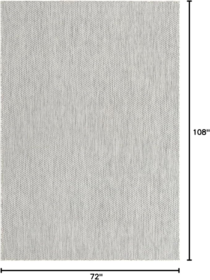 Unique Loom Collection Casual Transitional Solid Heathered Indoor/Outdoor Flatweave Area Rug (6' 1" x 9' Rectangle, Light Gray/Ivory) - Image 3