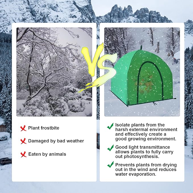 24.5″ *24.5″ *20.5″Mini Greenhouse Winter Plant Warm Covers - Raised Bed Cover for Seed Starting, Warm Tent Freeze Protection Humidity Domes for Gardening & Winter Shelter and Protecting Plants 2pcs - Image 6