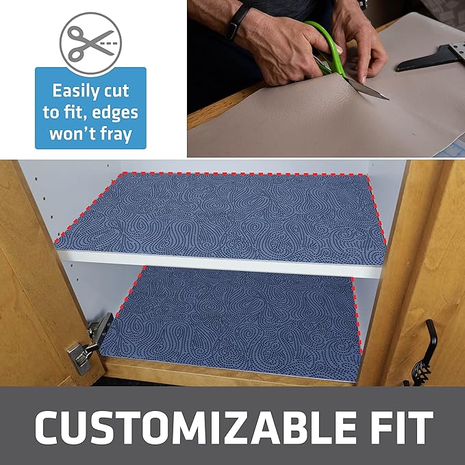 Drymate Premium Luxury Shelf & Drawer Liner, Thick Cushioned Fabric, Non-Adhesive, Absorbent, Waterproof, Slip-Resistant, Liners for Kitchen Cabinets, Cupboards (USA Made)(12”x59”)(2-Pack)(Blue) - Image 4