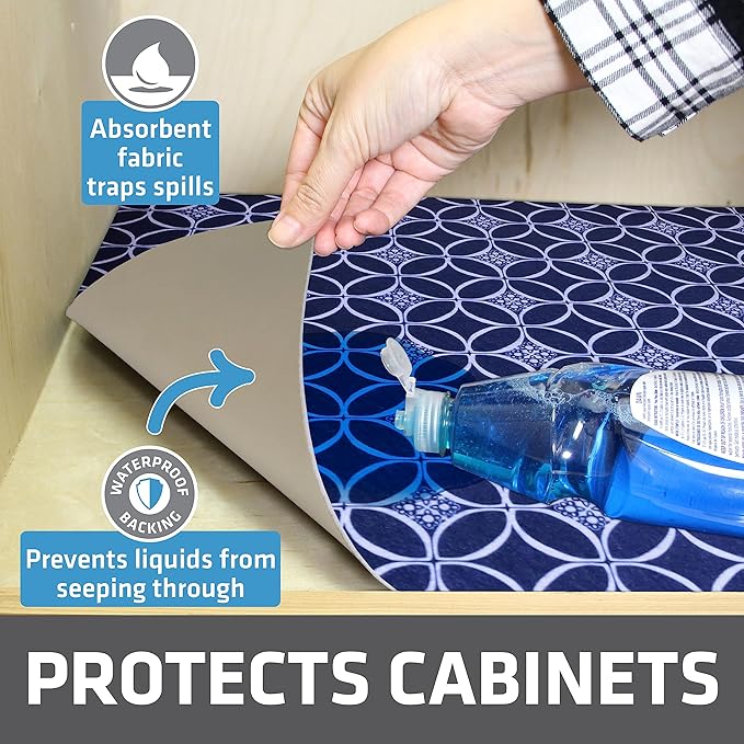Drymate Premium XL Under Sink Mat, Waterproof Cabinet Protection Mats for Kitchen & Bathroom, Absorbent Shelf Liners, Slip-Resistant, Non-Adhesive, Machine Washable (USA Made)(24”x59”)(Indigo) - Image 2