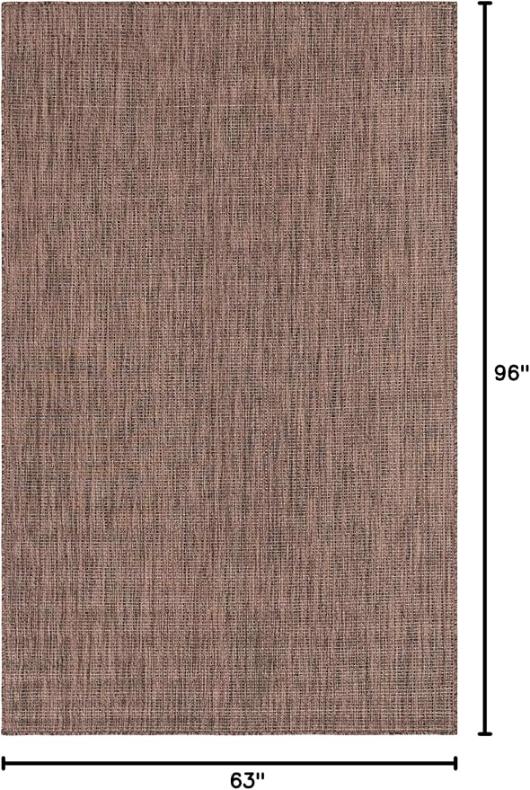 Unique Loom Collection Casual Transitional Solid Heathered Indoor/Outdoor Flatweave Area Rug (5' 3" x 8' Rectangle, Light Brown/Ivory) - Image 2