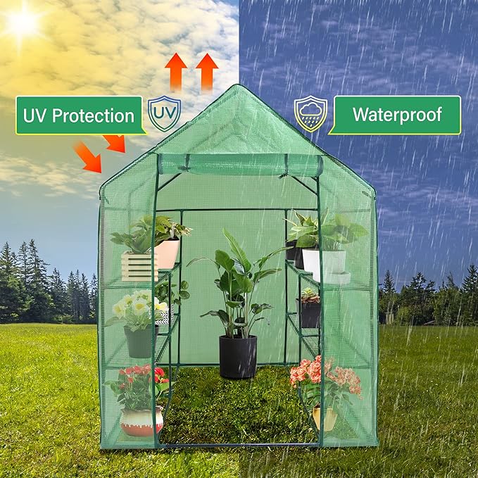 ZENY Mini Walk-in Greenhouse, Portable Warm House for Plants Flower Seedling Growing, Indoor Outdoor Green House 4.7x4.7x6.4 FT - Image 4