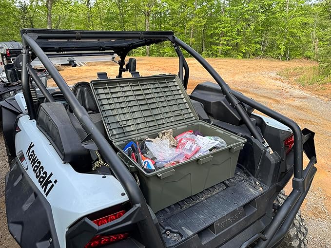 MTM ACRG18 Gear Crate Utility Box, Water Resistant Gear Dry Storage Box for the Field, Lockable Dry Storage Case, 52 Quart, Stackable, Secures Hunting Shooting Gear, 101 Uses, USA Made, Army Green - Image 9