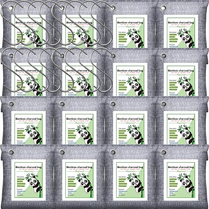 Activated Charcoal Odor Absorber for Strong Odor, Basement, Cars, Closets, Shoes, Smoke. 16 Pack Bamboo Charcoal Air Purifying Bags Deodorizer Odor Eliminator for Home by Mayunuo