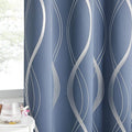NICETOWN Blackout Short Curtains Panels for Bedroom, Microfiber Noise Reducing Thermal Insulated Wave Line Foil Print Design Drapes for Office, Classroom (Stone Blue, 2 Panels, 52 x 54 Inch) by NICETOWN