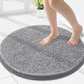 Smiry Luxury Chenille Round 24''x24'', Extra Soft and Absorbent Shaggy Bathroom Mat Rugs, Machine Washable, Non-Slip Plush Carpet for Tub, Shower, and Bath Room, Grey by Smiry