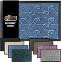 GORILLA GRIP 100% Waterproof All-Season WeatherMax Doormat, 72x24, US Designed Natural Rubber, Stain and Fade Resistant, Low Profile Indoor Outdoor Door Mats, Easy Clean Patio Mat, Ocean Blue Waves by GorillaGrip
