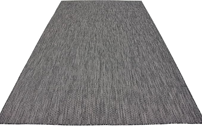 Unique Loom Collection Casual Transitional Solid Heathered Indoor/Outdoor Flatweave Area Rug (6' 1" x 9' Rectangle, Black/Ivory) - Image 5
