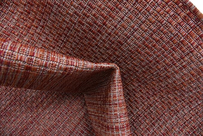 Unique Loom Collection Casual Transitional Solid Heathered Indoor/Outdoor Flatweave Area Rug (4' 1" x 6' 1" Rectangle, Rust Red/Beige) - Image 8