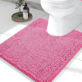 Smiry Luxury Chenille Toilet Rugs U-Shaped 24x20, Soft Absorbent Non-Slip Contour Bathroom Rugs for Toilet, Machine Washable Contoured Bath Mats, Hot Pink by Smiry