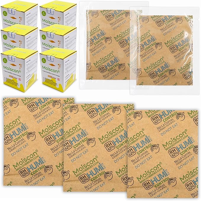 90 Pack 62% RH 8 Gram Two-Way Humidity Control Packs for Storing 1 oz, Size 8 Moisture Control Packets Individually Wrapped by Wisesorb