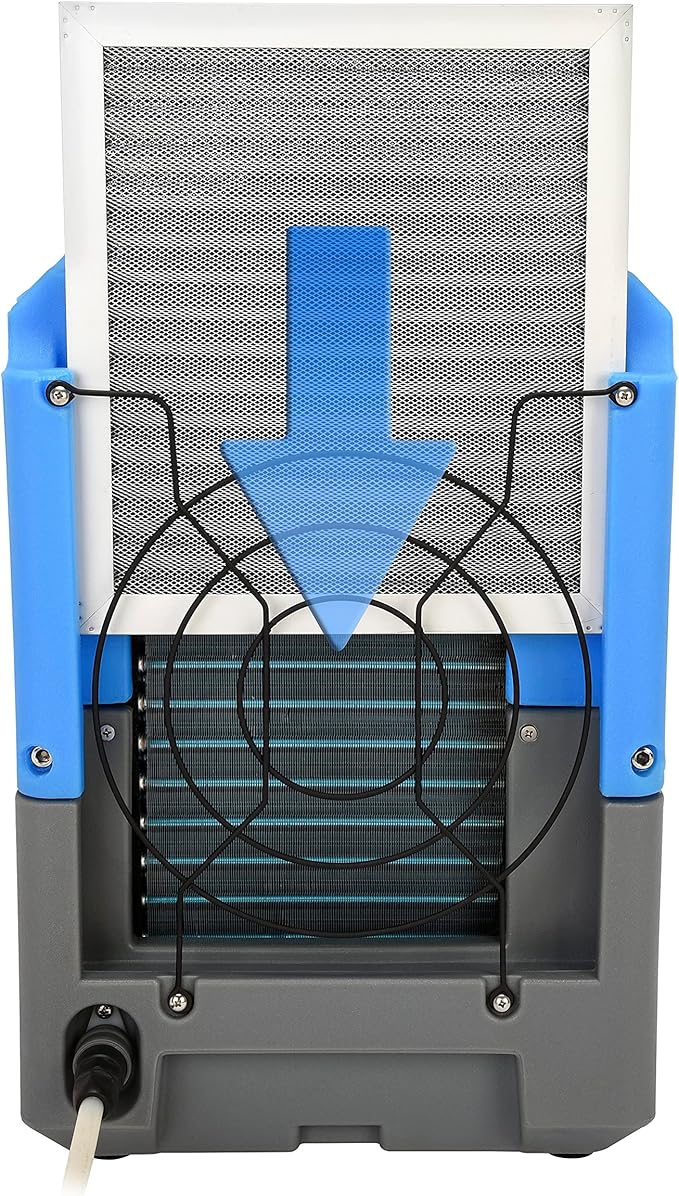 BlueDri 150PPD Low Grain Refrigerant (LGR) Compact Portable Commercial Dehumidifier Industrial Water Damage Equipment for Home and Basements, DH76, Blue - Image 3