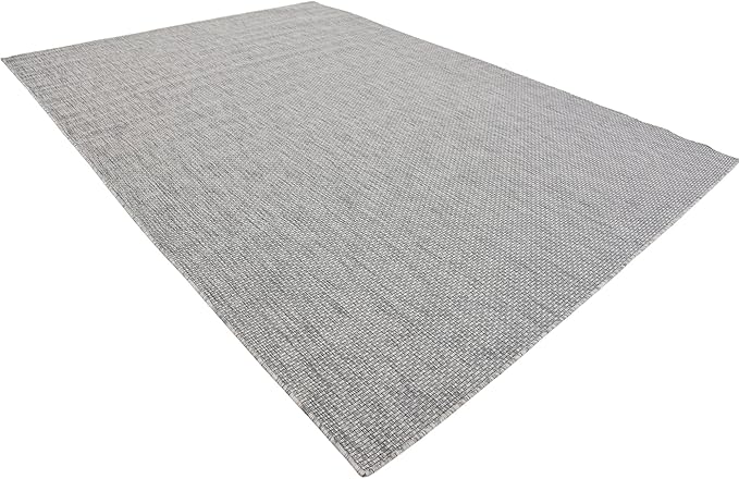 Unique Loom Outdoor Solid Collection Area Rug (8' x 11' 4" Rectangle Light Gray/Ivory) - Image 5