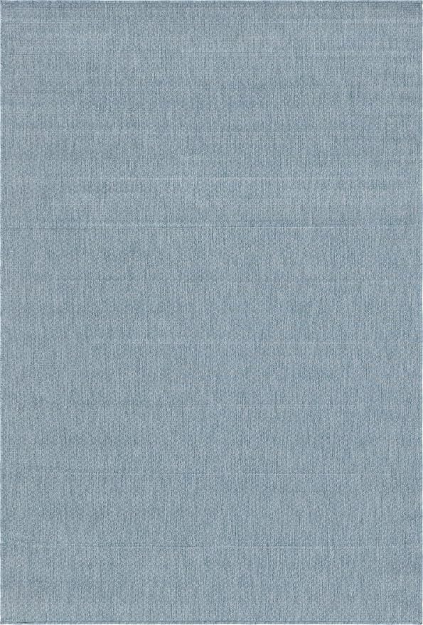 Unique Loom Collection Casual Transitional Solid Heathered Indoor/Outdoor Flatweave Area Rug (6' 1" x 9' Rectangle, Aquamarine/Ivory) - Image 9