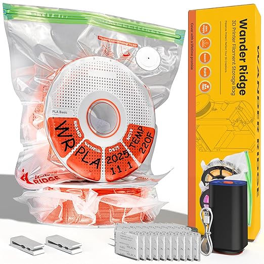 3D Printer Filament Storage Bags Vacuum Storage Bags Kit 3D Printer Accessories with 20 Storage Bags (13x15 inches), 20 Desiccants, Auto Pump, 2 Sealing Clips, Dust Proof, Humidity Resistant by Unknown