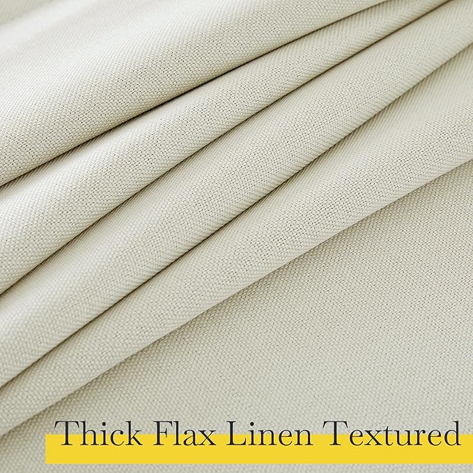 NICETOWN Faux Linen 100% Blackout 90 inch Curtains, Silver Grommet Thermal Insulated 2 Layers Window Treatments Sound Dampening for Living Room/Bedroom, Natural, W52 x L90, 2 Panels - Image 4