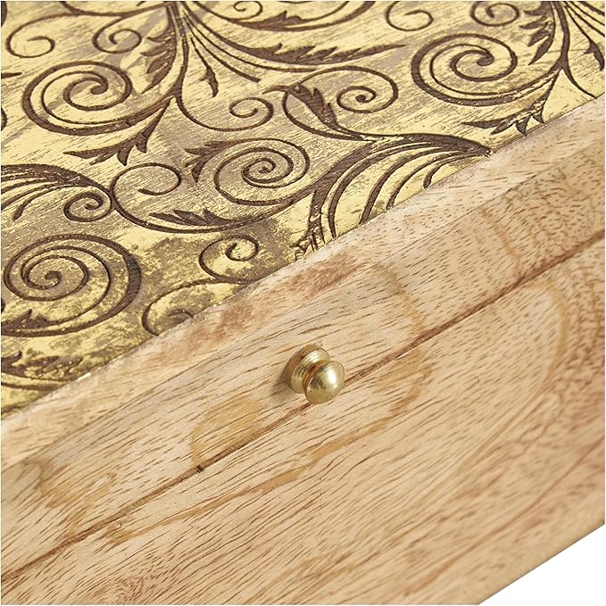 Deco 79 Mango Wood Scroll Handmade Decorative Box Storage Decorative Keepsake Box with Gold Accents, Set of 3 Storage Box 11", 9", 7"W, Brown - Image 5