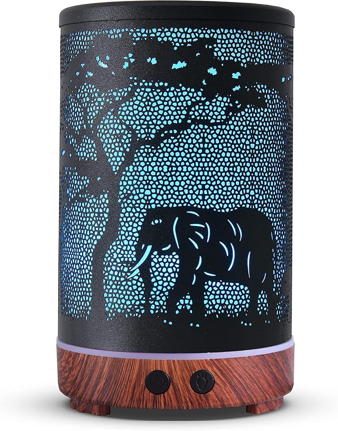 Essential Oils Diffuser,Aromatherapy Diffuser,Birthday Gifts for Women Mom Grandma,Metal Cool Mist Humidifier with 7 Colors Lights Waterless Auto Off Air Diffusers（Elephant） by Kobodon