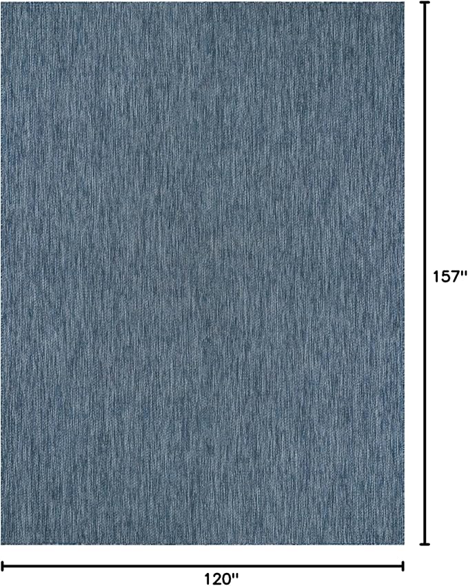 Unique Loom Collection Casual Transitional Solid Heathered Indoor/Outdoor Flatweave Area Rug (10' x 13' 1" Rectangle, Blue/Navy Blue) - Image 2
