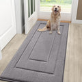 Smiry Dog Door Mat for Muddy Paws, Absorbs Moisture and Dirt, Low-Profile Entryway Mat with Non-Slip Backing, Entry Indoor Outdoor Doormat for Inside Floor (48x30 Inches, Grey, Bordered) by Smiry