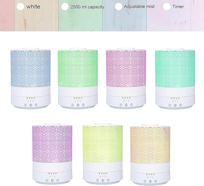 BlueHills 2500 ML XL Essential Oil Diffuser Aroma Humidifier with Timer for Large Home Decor Baby Rooms Big Huge 2.5 L Capacity Long Run Color Changing Lights Decorative Design High Mist White- F002 - Image 7