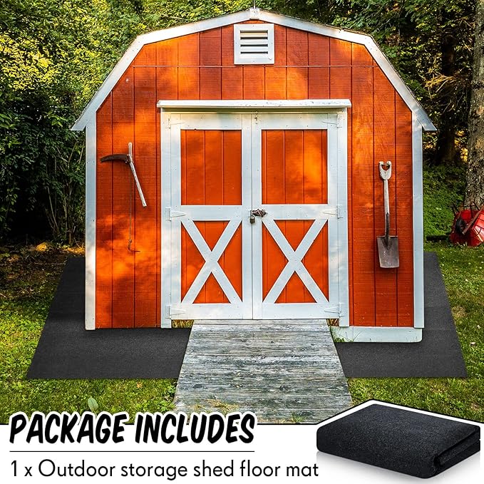 Haull Outdoor Storage Shed Floor Mat Waterproof Outdoor Carport Mat Thickened Soft Patio Furniture Pad Washable with Non Slip Backing, Storage Shed Not Included(8.2 x 10.2 ft) - Image 3