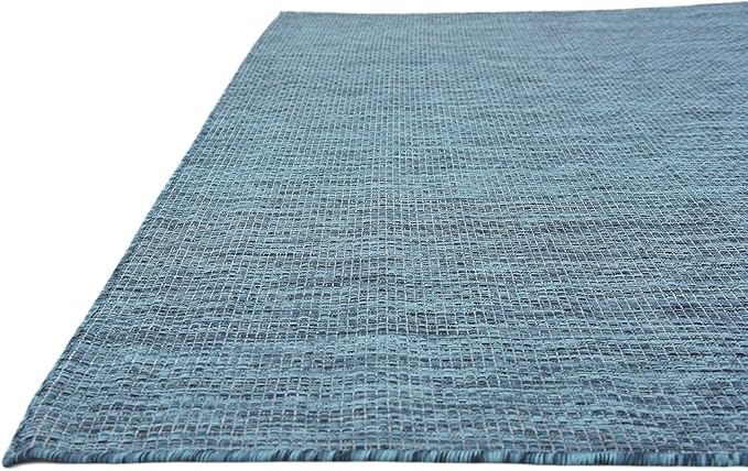 Unique Loom Collection Casual Transitional Solid Heathered Indoor/Outdoor Flatweave Area Rug (7' 1" x 10' Rectangle, Teal/Navy Blue) - Image 8
