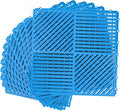 MYFAMIREA Modular Interlocking Cushion 12 Pack 11.8" x 11.8" Rubber Floor Tiles Non-Slip Splicing Drainage Mats for Deck, Pool, Shower, Patio, Balcony, Bathroom, Kitchen, Yard (2 Rows Dots, Blue) by MYFAMIREA