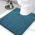 Smiry Luxury Chenille Toilet Rugs U-Shaped 24x20, Soft Absorbent Non-Slip Contour Bathroom Rugs for Toilet, Machine Washable Contoured Bath Mats, Peacock Blue by Smiry