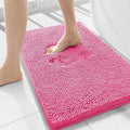 Smiry Luxury Chenille Bathroom Rugs 34x21, Extra Soft and Absorbent Shaggy Bath Mat, Machine Washable, Non-Slip Plush Carpet Runner for Tub, Shower, and Floor, Home Decor Accessories, Hot Pink by Smiry
