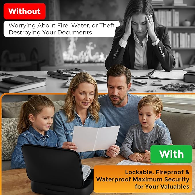 Fireproof Document Bag Waterproof Organizer Box With Lock 3 Layer File Storage Soft Case For Passport Ledger Papers Certificate Cash Files Important Documents Portable Secure Safe Home Travel Office - Image 2