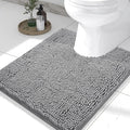 Smiry Luxury Chenille Toilet Rugs U-Shaped 24x20, Soft Absorbent Non-Slip Contour Bathroom Rugs for Toilet, Machine Washable Contoured Bath Mats, Grey by Smiry