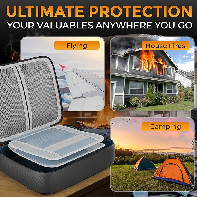 Fireproof Document Bag Waterproof Organizer Box With Lock 3 Layer File Storage Soft Case For Passport Ledger Papers Certificate Cash Files Important Documents Portable Secure Safe Home Travel Office - Image 4