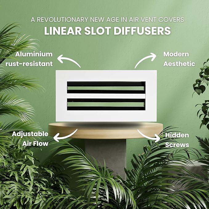 Modern Air Vent Cover 10x4 (Duct Opening) – Aluminum Linear Slot Diffuser, Decorative White HVAC Register with Slim Design for Wall & Ceiling, Quiet & Adjustable Airflow - Image 4