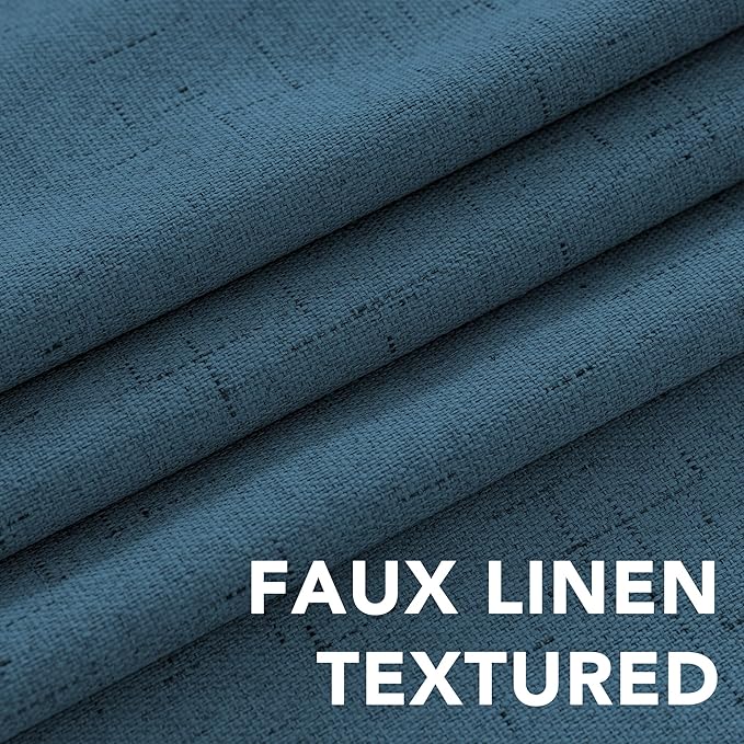 H.VERSAILTEX 100% Blackout Curtains for Bedroom Thermal Insulated Linen Textured Curtains Heat and Full Light Blocking Drapes Living Room Curtains 2 Panel Sets, Blue Sapphire, 52x108 Inch - Image 4