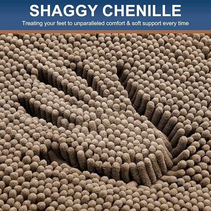 Smiry Luxury Chenille Bathroom Rugs 47x20, Extra Soft and Absorbent Shaggy Bath Mat, Machine Washable, Non-Slip Plush Carpet Runner for Tub, Shower, and Floor, Home Decor Accessories, Camel - Image 3