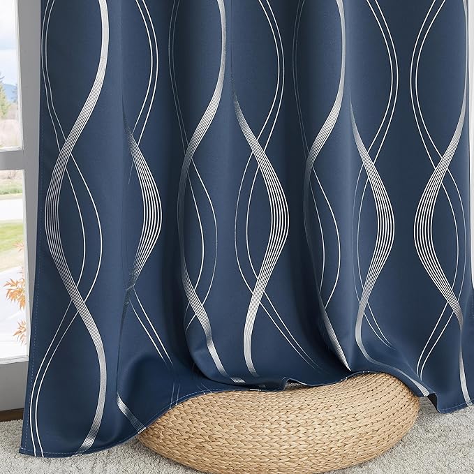 NICETOWN 100% Blackout Stone Blue Curtains for Living Room, Easy Care Solid Thermal Insulated Grommet Room Darkening Panels/Drapes for Boys Bedroom Decoration (2 Panels, 52" by 84") - Image 7