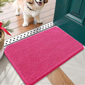OLANLY Dog Door Mat for Muddy Paws 30x17, Absorbs Moisture and Dirt, Absorbent Non-Slip Washable Doormat, Quick Dry Chenille Mud Mat for Dogs, Entry Indoor Entryway Carpet for Inside Floor, Hot Pink by OLANLY