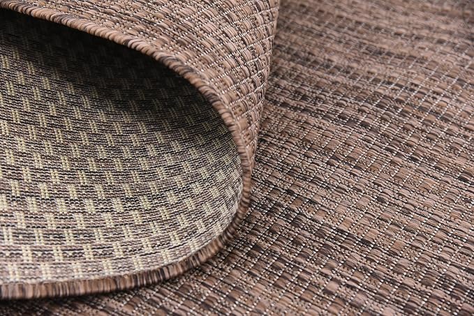 Unique Loom Collection Casual Transitional Solid Heathered Indoor/Outdoor Flatweave Area Rug (9' x 12' Rectangle, Light Brown/Ivory) - Image 10