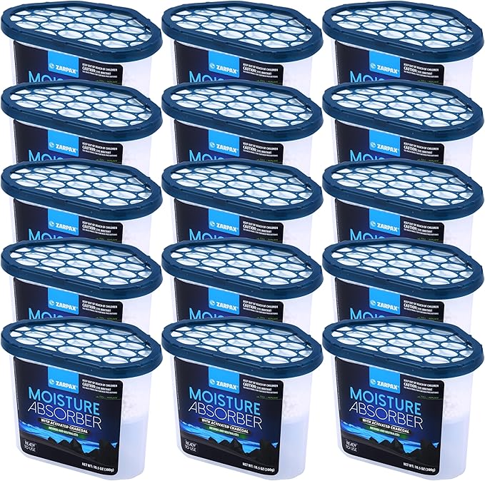Moisture Absorber Activated Charcoal 10.5 oz/300g | Removes Moisture, Damp, Humidity & Odors | Odor Absorber | Moisture Trap for Bathroom, Closet, Kitchen & Small Spaces | Set of 15 by Zarpax