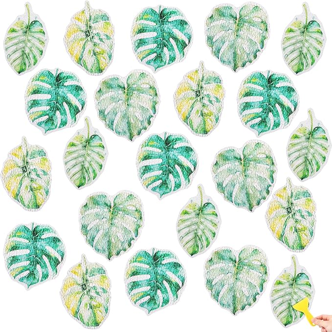 32 Pcs Cute Non Slip Bathtub Stickers for Shower Colorful Bathroom Anti Slip Shower Stickers Floor Applique Adhesive Decals with Scraper for Bathtub Bathroom Floor Pools(Monstera Deliciosa) by Fullhawl