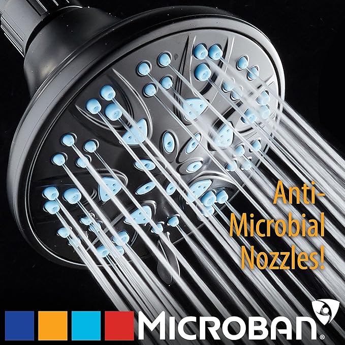 AquaDance Antimicrobial – Anti-Clog High-Pressure 6-Setting Head with Microban Nozzle Protection from Growth of Mold, Mildew & Bacteria for Stronger Shower 4", Aqua Blue Jets – 1.8 GPM - Image 7