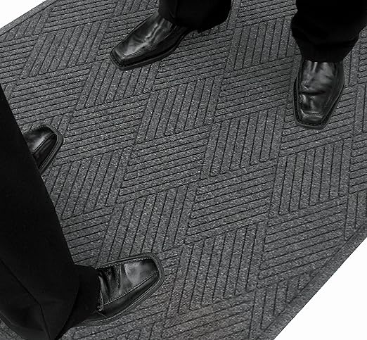 Guardian EcoGuard Diamond w/Single Fan Indoor Wiper Floor Mat, Recycled Plactic and Rubber, 4'x8', Charcoal Black - Image 13