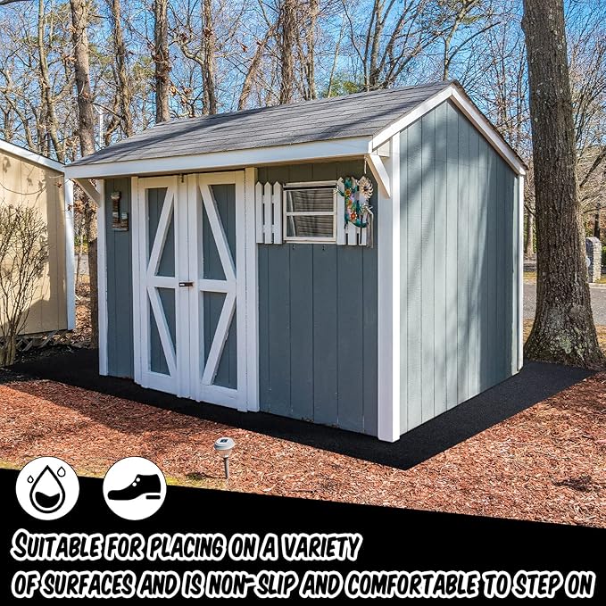 Haull Outdoor Storage Shed Floor Mat Waterproof Outdoor Carport Mat Thickened Soft Patio Furniture Pad Washable with Non Slip Backing, Storage Shed Not Included(4 x 7 ft) - Image 5