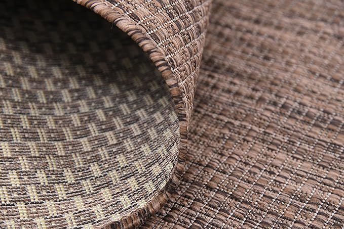 Unique Loom Collection Casual Transitional Solid Heathered Indoor/Outdoor Flatweave Area Rug (8' x 11' 4" Rectangle, Light Brown/Ivory) - Image 10