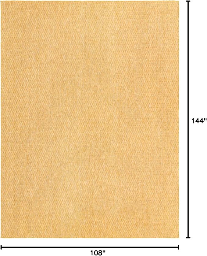 Unique Loom Collection Casual Transitional Solid Heathered Indoor/Outdoor Flatweave Area Rug (9' x 12' Rectangle, Corn Harvest Yellow) - Image 2