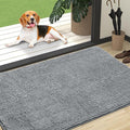 OLANLY Dog Door Mat for Muddy Paws 47x32, Absorbs Moisture and Dirt, Absorbent Non-Slip Washable Doormat, Quick Dry Chenille Mud Mat for Dogs, Entry Indoor Entryway Carpet for Inside Floor, Grey by OLANLY