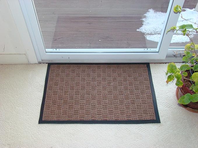 Kempf Water Retainer Front Door Mat, 24” x 36”, Brown, Outdoor Indoor Entrance, Non-Slip, Low Profile, Natural Rubber Doormat, Traps Dirt and Moisture - Image 2